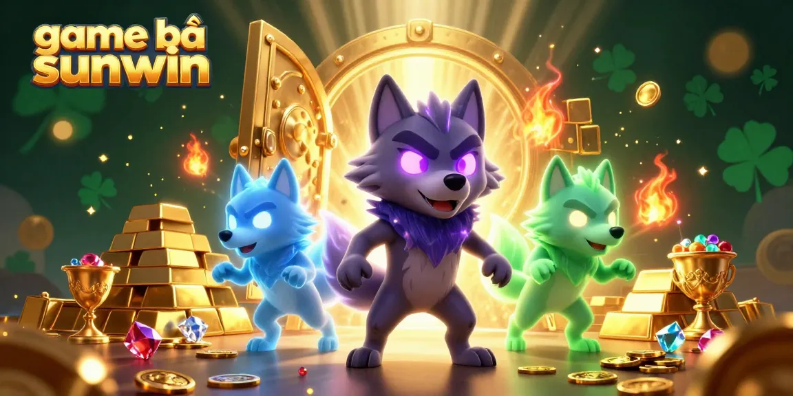 Experience thrilling action with game bài sunwin in a captivating casino scene featuring glowing wolf characters and treasure bursts.