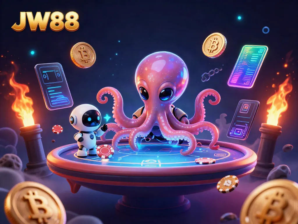 Experience the exciting gameplay at JW88 with vibrant 3D aliens and interactive holographic elements.