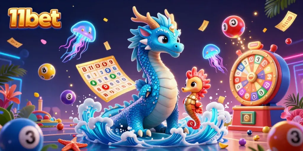 Experience thrilling gaming at 11bet with a vibrant underwater scene of a majestic water dragon and seahorse knight.