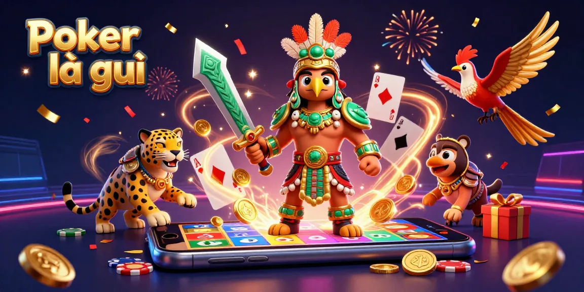 Engage in Poker là gì with vibrant characters and dynamic gameplay elements in this 3D illustration.