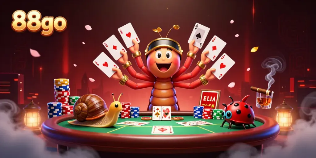 Experience thrilling gameplay at 88go with a vibrant casino scene featuring engaging characters and colorful poker elements.