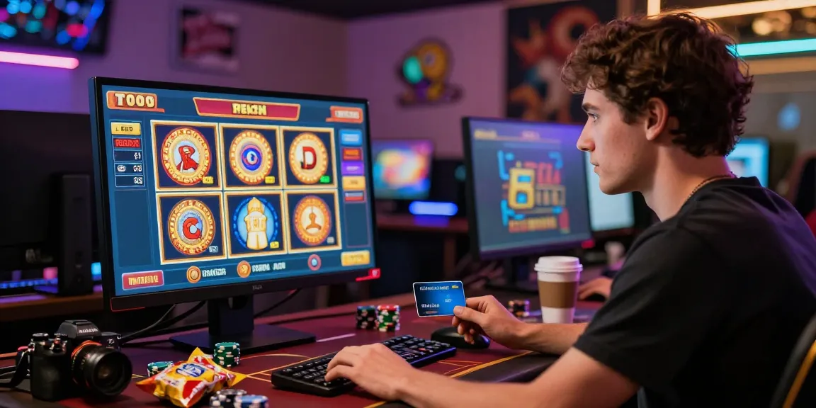 Dynamische Szene eines Spielers in einem Paysafe Card Casino, umgeben von lebendigen Spielen und Spielchips.